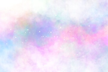 Unicorn galaxy pattern. Pastel cloud and sky with glitter. Cute bright paint like candy background theme. Concept to montage or present your product, for women, girls in princess style
