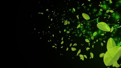leaf nature abstract glow light trail particle animation