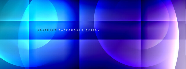 Vector abstract background - circle and cross on fluid gradient with shadows and light effects. Techno or business shiny design templates for text