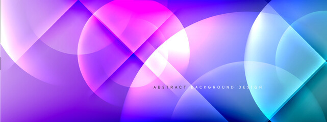 Vector abstract background - circle and cross on fluid gradient with shadows and light effects. Techno or business shiny design templates for text
