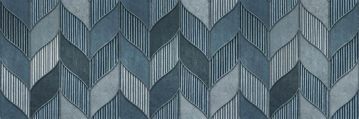 Carving chevron patroon op grunge achtergrond naadloze textuur, lappendeken en blad patroon, strepen en grunge achtergrond, lange textuur, 3d illustratie