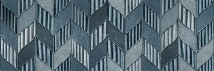 Tapeten Carving Chevron-Muster auf Grunge-Hintergrund nahtlose Textur, Patchwork und Blattmuster, Streifen und Grunge-Hintergrund, lange Textur, 3D-Darstellung © Jojo textures