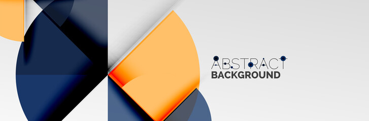 Bright color circles, abstract round shapes and triangles composition with shadow effects. Vector modern geometric design template