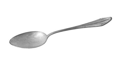 vintage metal spoon on white background