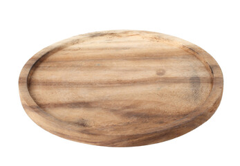 empty wooden tray on white background