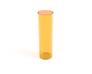 Blank white glass sport bottle mockup, isolated, side view, 3d rendering. Empty transparent container for water mock up. Clear acrylic flask for fitness in gym or travel template.