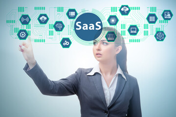 Software as a service - SaaS concept with businesswoman