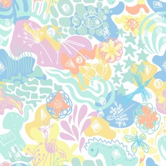 Abstract vector sunny summer childish seamless background