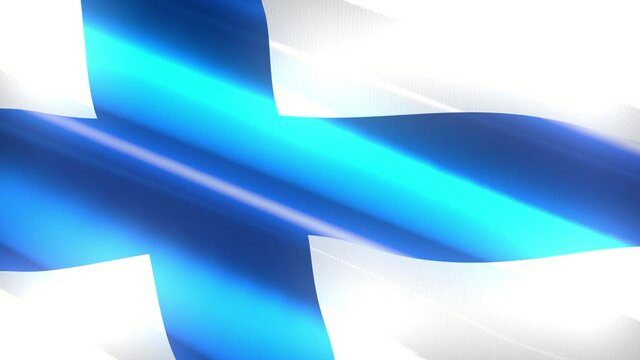 60FPS shiny holiday Finland flag  waving, 3d 4k UHD seamless looping animation
