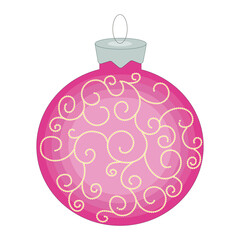 New Year, Christmas, holiday decoration, Christmas balls. New year icon. Isolated, white. Illustration