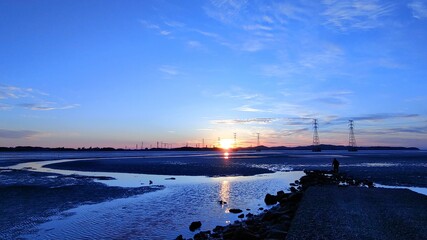 Fototapeta premium sunset over the river