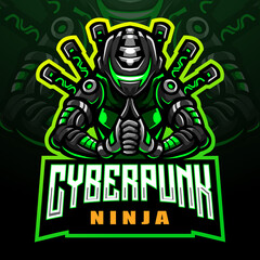 Cyberpunk ninja mascot. esport logo design