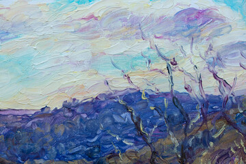 landscape, oil painting, handmade drawing