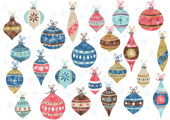 水彩☆手書き☆クリスマス オーナメントのパターン