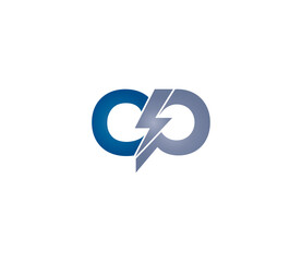 CP Alphabet Electric Logo Design Concept