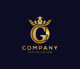 G Alphabet Crown Logo Design Concept