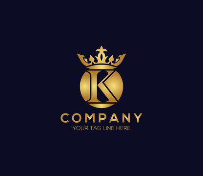 K Alphabet Crown Logo Design Concept