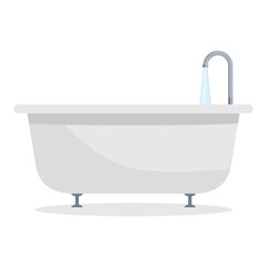 Bath. Sanitary and technical enameled device used for household purposes and personal hygiene. Vector illustration isolated on a white background for design and web.