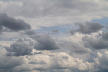 Dark grey storm clouds before rain. Dramatic natural sky background