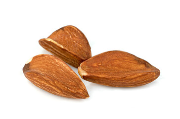 almonds natural roasted isolated on white background
