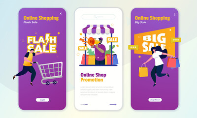 Online shop promotion with flash sale and big sale offers on onboard screen concept