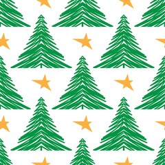 vector stock seamless pattern with spruce and snow on dark background