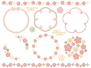 はんなりかわいい和風の花のフレーム・罫線セット
