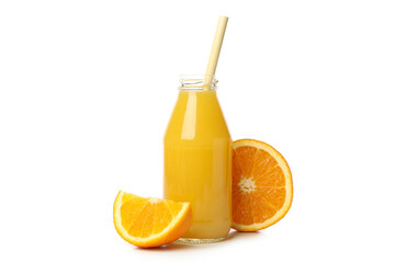 Bottle of orange juice isolated on white background