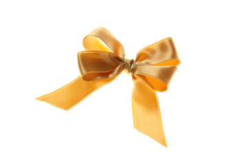 Gold gift bow isolated on white background