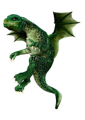 3D Rendering Fairy Tale Dragon on White