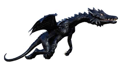 3D Rendering Fairy Tale Dragon on White