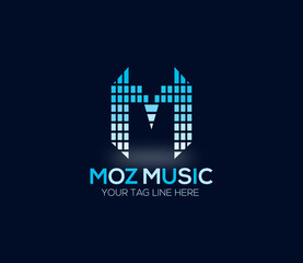 M Alphabet Music Logo Design Concept