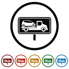 Tow truck ring icon, color set