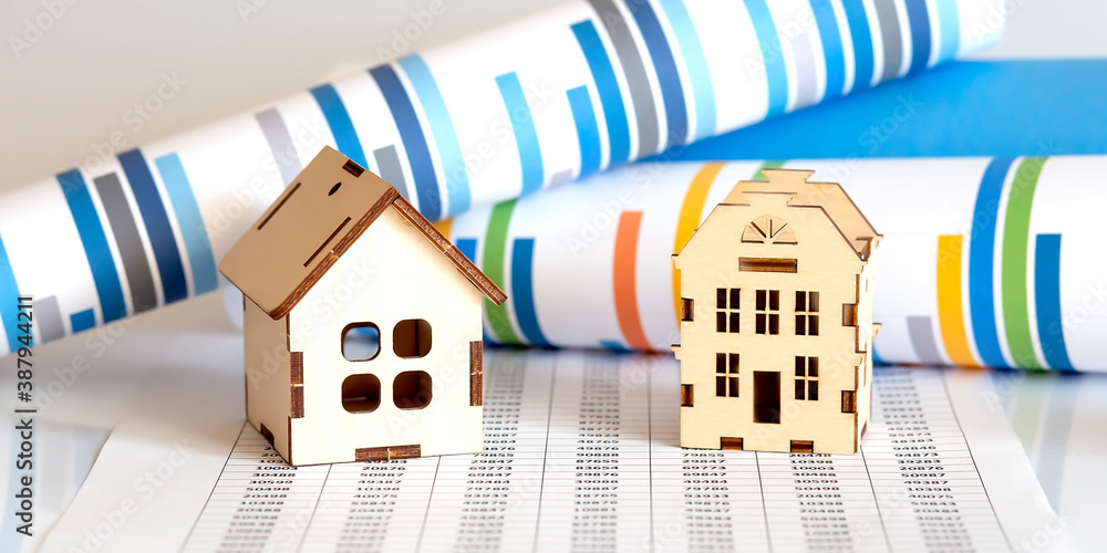 Poster housing market concept image with graph on the chart background