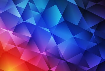 Light Blue, Red vector shining triangular backdrop.