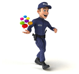 Fun 3D illustration of a cartoon Police Officer