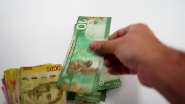 Cinematic View of a lot of money  from Costa Rica- with lots of bills