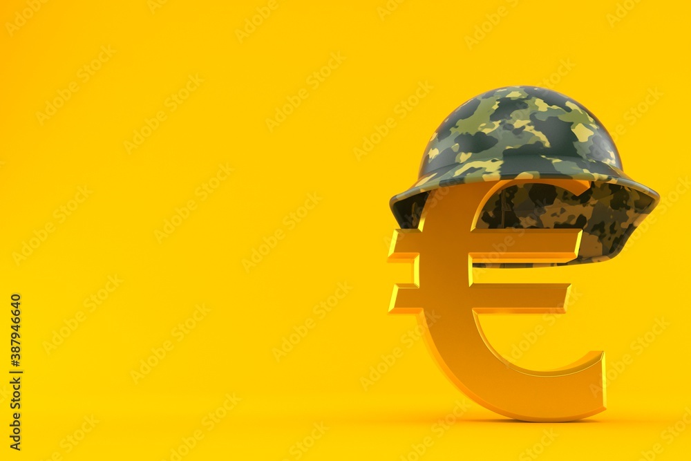 Wall mural euro currency with military helmet