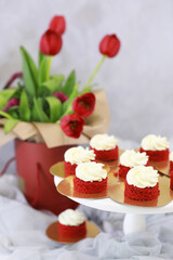 Beautiful festive cake biscuit with different creams