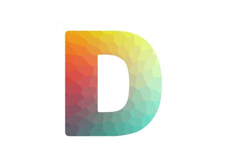 D letter font, colorful polygonal logotype design. Modern geometric low poly style. For logo, brand label, creative poster and more. İsolated vector illustration