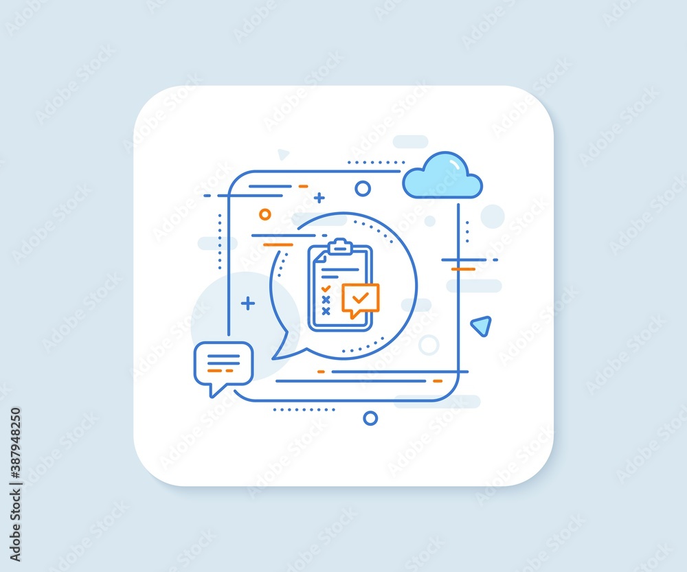 Poster checklist line icon. abstract square vector button. survey report sign. business review symbol. chec