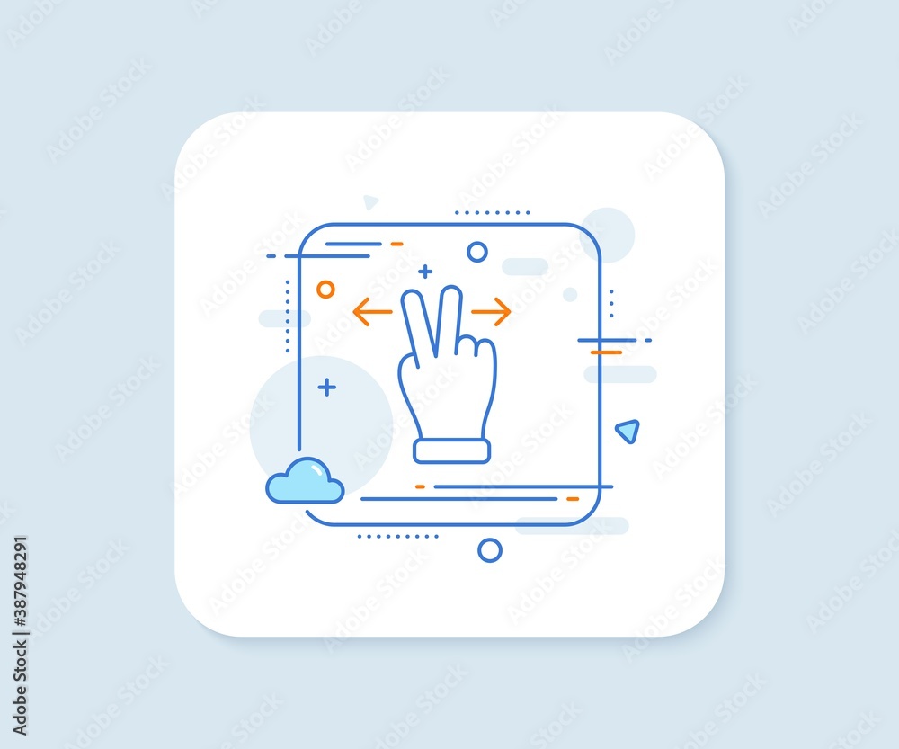 Poster touchscreen gesture line icon. abstract square vector button. slide arrow sign. swipe action symbol.