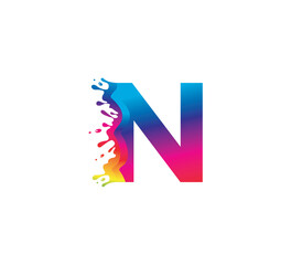 N Alphabet Painting logo Design Concept