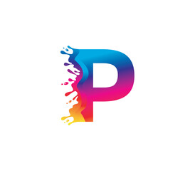 P Alphabet Painting logo Design Concept
