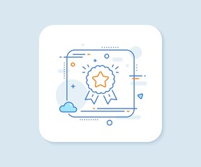 Ranking star line icon. Abstract square vector button. Winner medal sign. Best rank symbol. Ranking star line icon. Quality concept badge. Vector