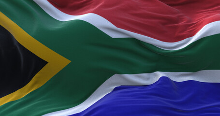 South Africa flag waving in the wind.