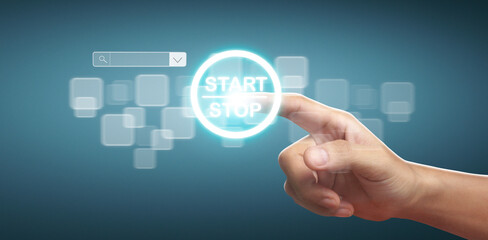 Hands touching button screen interface global connection customer networking