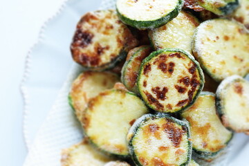 Korean food, zucchini pan cake Jeon with copy space