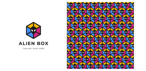 Alien Box & Pattren Logo Vector Icon Template