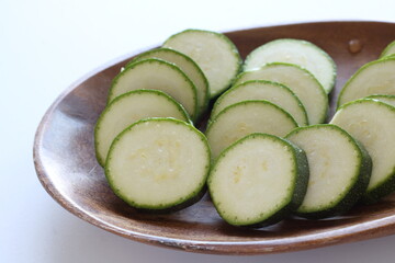 Korean cooking, chopped zucchini for prepared ingredient